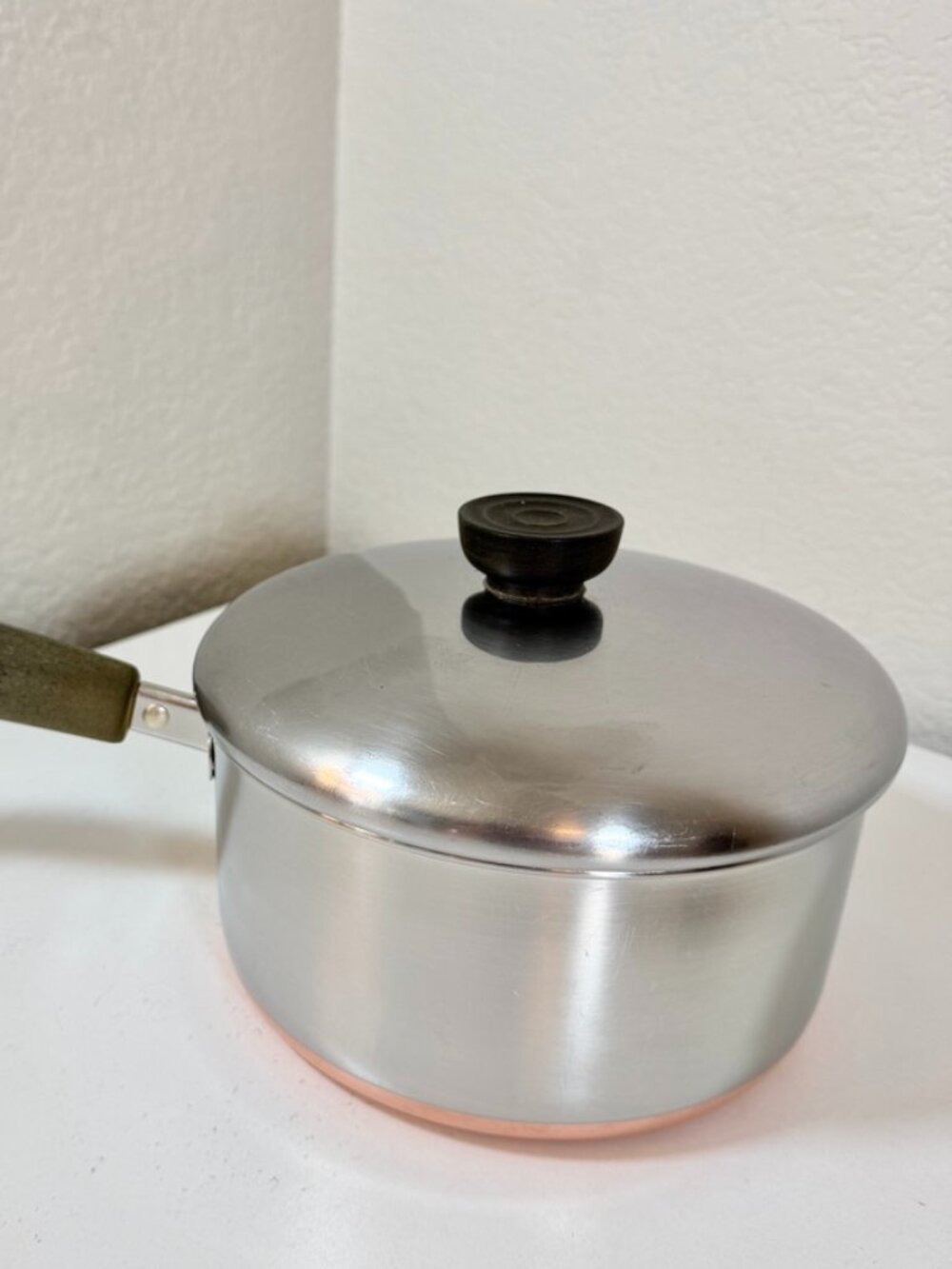 VTG Revere Ware 2 Qt -78 Saucepan Stainless Steel Copper Bottom 1801 USA w/ Lid